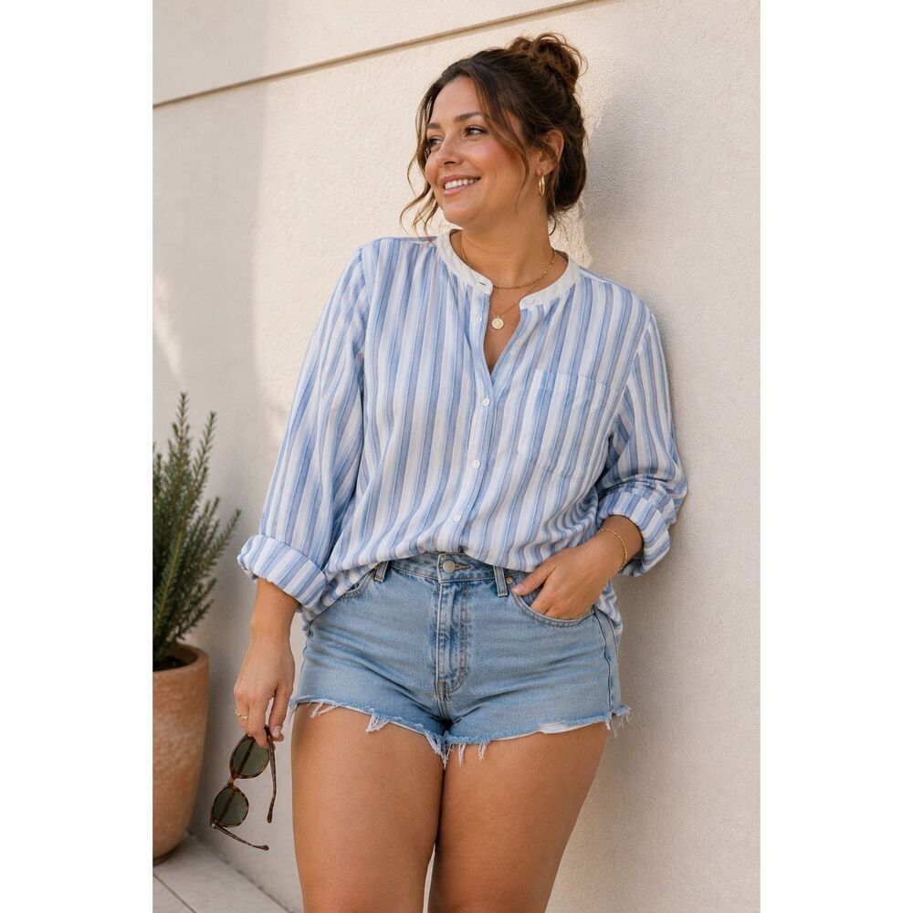 Chaps Denim Bottom Up Blouse
